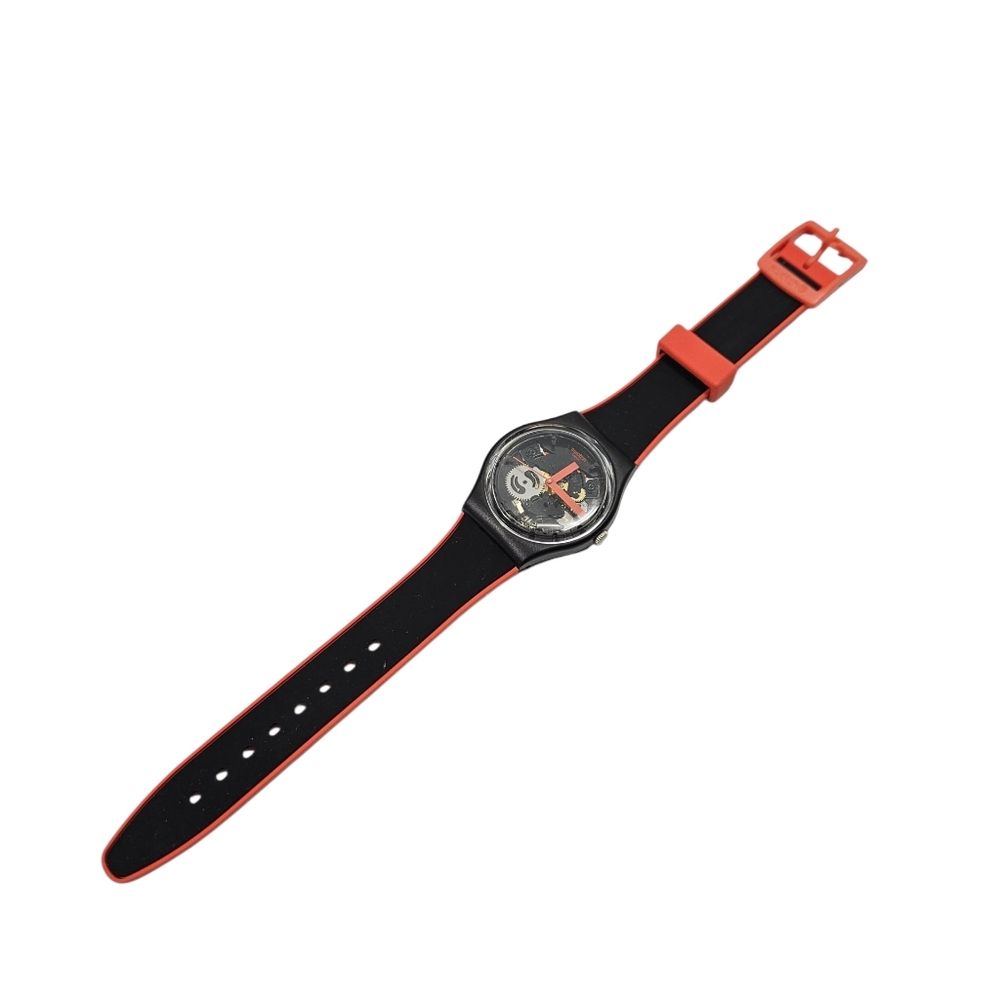 Swatch Swiss Skeleton Watch – Black & Red